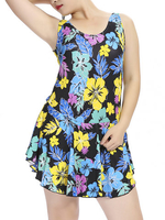 Plus Size Sexy Round Neck Swimsuit Floral One Piece Swimwear For Women