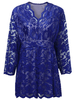 Plus Size Sexy Women Ruffles Lace Half Sleeve V Neck Blouse
