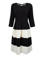 Plus Size Short Sleeve Stripe Patchwork Backless A-line Dress