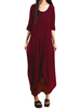 Plus Size Solid Half Sleeve Ruffles Asymmetric Dress For Women