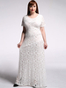 Plus Size Solid Lace Crochet Elegant Women Maxi Dress