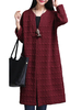 Plus Size Solid O-Neck Long Sleeve Button Long Coat For Women