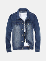 Plus Size Spring Autumn Vintage Style Fashion Denim Slim Long Sleeve Jacket for Men
