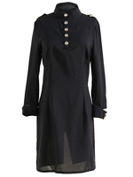 Plus Size Stand Collar Button Zipper Straight Dress