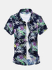 Plus Size Summer Hawaii Style Fashion Casual Printed Short Sleeve Dress Shirts for Men