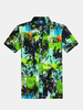 Plus Size Summer Mens Palm Trees Printing Quick Dry Short Sleeved Beach Shirts