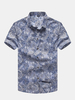 Plus Size Summer Mens Printing Shirts Turn Down Collar Short Sleeved Cotton Shirts