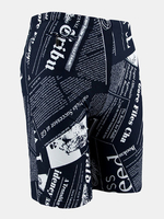 Plus Size Swimming Swimsuits Zipper Pocket Printing Knee Length Trunks for Men