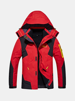 Plus Size Two Peices Jackets Climbing Breatahble Raining Detachable Hood Jackets for Men