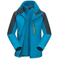 Plus Size Two Piece Suit Outdoor Waterproof Thicken Detachable Hood Jacket for Men