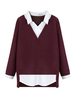 Plus Size Two Piece Turn Down Collar Women Casual Blouse