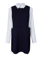 Plus Size Two Pieces Long Sleeve Zipper Lapel Straight Dress