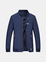 Plus Size Up to 6XL Business Casual Solid Color Stand Collar Jacket for Men