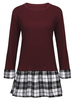 Plus Size Vintage Plaid Patchwork Women A Line Mini Dress