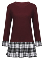 Plus Size Vintage Plaid Patchwork Women A Line Mini Dress