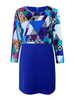 Plus Size Vintage Print Patchwork Long Sleeve Dress