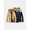 Plus Size Winter Casual Outdoor Thicken Warm Rib Cuff Fur Hooded Jacket for Men