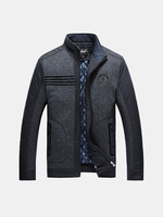 Plus Size Winter Casual Thicken Warm Stitching Stand Collar Jacket for Men