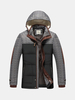 Plus Size Winter Fashion Casual Thicken Stitching Detachable Hood Jacket for Men