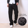 Plus Size Winter Loose Thicken Warm Jeans Mid-Rise Straight Legs Pants For Men