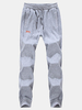Plus Size Winter Thick Warm Fleece Lined Slim Fit Solid Color Sports Pants for Men