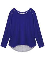 Plus Size Women Asymmetrical Hem Round Neck Long Sleeve Blouse