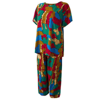 Plus Size Women Casual Cotton Nightdress Set Short Sleeve Printing Sleepwear Sets