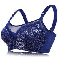 Plus Size Women Elegant Embroidery Lace Bras Push Up Adjustable Bras