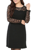 Plus Size Women Lace Patchwork Hollow Out Straight Dress