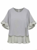 Plus Size Women Layered Lotus Sleeve Zipper Chiffon Tops