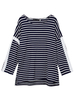 Plus Size Women Leisure Striped Bat Sleeve Patchwork T-shirt
