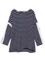 Plus Size Women Leisure Striped Bat Sleeve Patchwork T-shirt