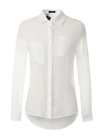 Plus Size Women Linen Casual Lapel Pocket Solid Blouse