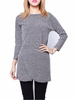 Plus Size Women Loose Long Sleeve Belt Solid Dress