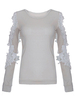 Plus Size Women O Neck Long Sleeve Hollow Lace Splicing T-shirt