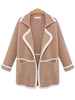 Plus Size Women Patchwork Lapel Long Sleeve Knit Cardigan