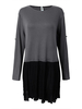 Plus Size Women Patchwork Pleated Long Sleeve Dress