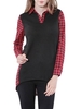 Plus Size Women Plaid Stitching Long Sleeve Lapel Blouse