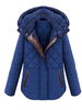 Plus Size Women Pocket Patchwork Hood Button Zipper Coat