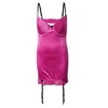 Plus Size Women Sexy Back Mesh Babydoll Push Up Garter Temptation Nightdress