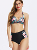 Plus Size Women Sexy Floral Printing Bikini High Waist Bikini Sets Bathing Suit