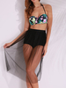 Plus Size Women Sexy Halter Bikini Set Floral Print Transparent Mesh High Waist Swimsuit