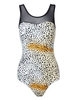 Plus Size Women Sexy Leopard Printing Swimsuit Cut Out One Piece Bikini