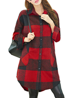 Plus Size Women Single Breasted Asymmetric Plaid Jacket