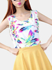 Plus Size Women Sleeveless Round Neck Feather Printed Vest