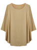 Plus Size Women Solid Batwing Sleeve Ruffles O Neck Blouse