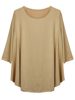 Plus Size Women Solid Batwing Sleeve Ruffles O Neck Blouse