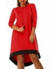 Plus Size Women Solid Three Quarter Sleeve Iregular Dress
