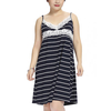 Plus Size Women V Neck Striped Nightdress Spaghetti Strap Lace Sleepwear