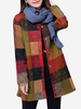Plus Size Women Vintage Ethnic Button Plaid Thin Coat